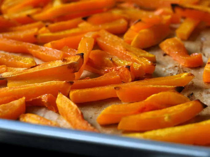 A closeup of squash fries